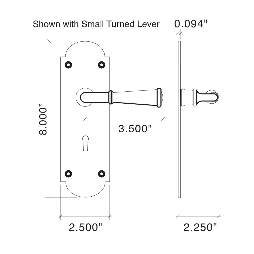 Newtown Escutcheon Set with Turned Lever — Von Morris Hardware